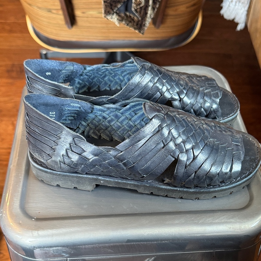 Brand X Black Leather Huaraches Sandals - Picture 6 of 9